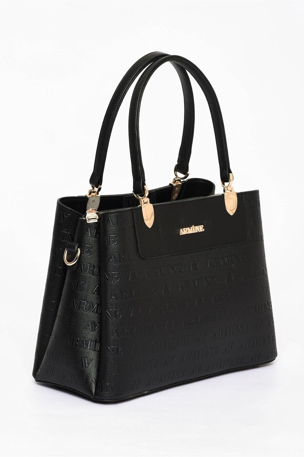 Armine 206 Siyah Lazer Baskılı Kadın Omuz Çantası