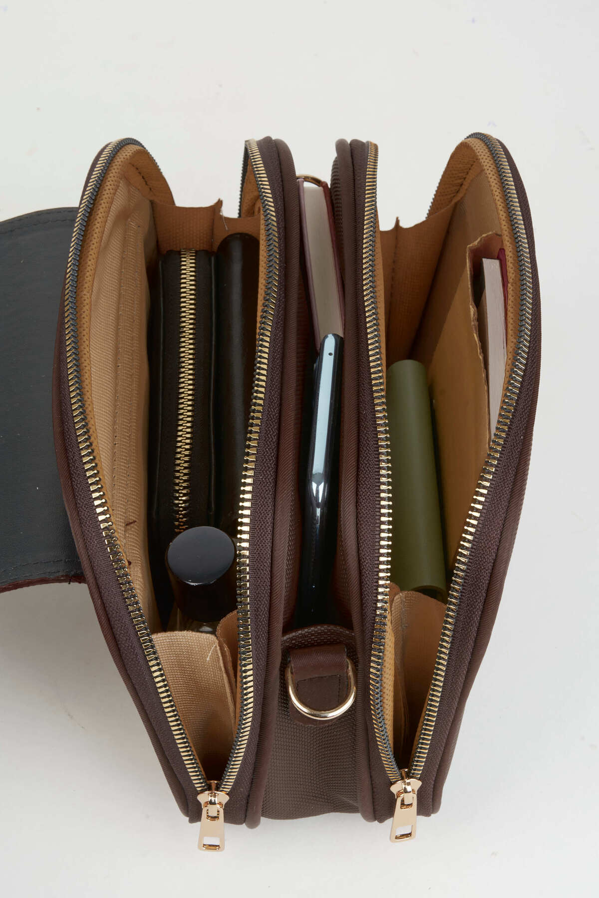 Vivaq Kadın Yonca Acı Kahve 4 Cepli Kapaklı Kolon Askılı Fermuar ve Çıt Çıt Kapama El Kol Ve Omuz Çantası - Görsel 2