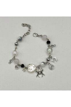sleyshop Coquette y2k Gotik Örümcek Sarmal Spiral Yıldız Boncuk Bileklik