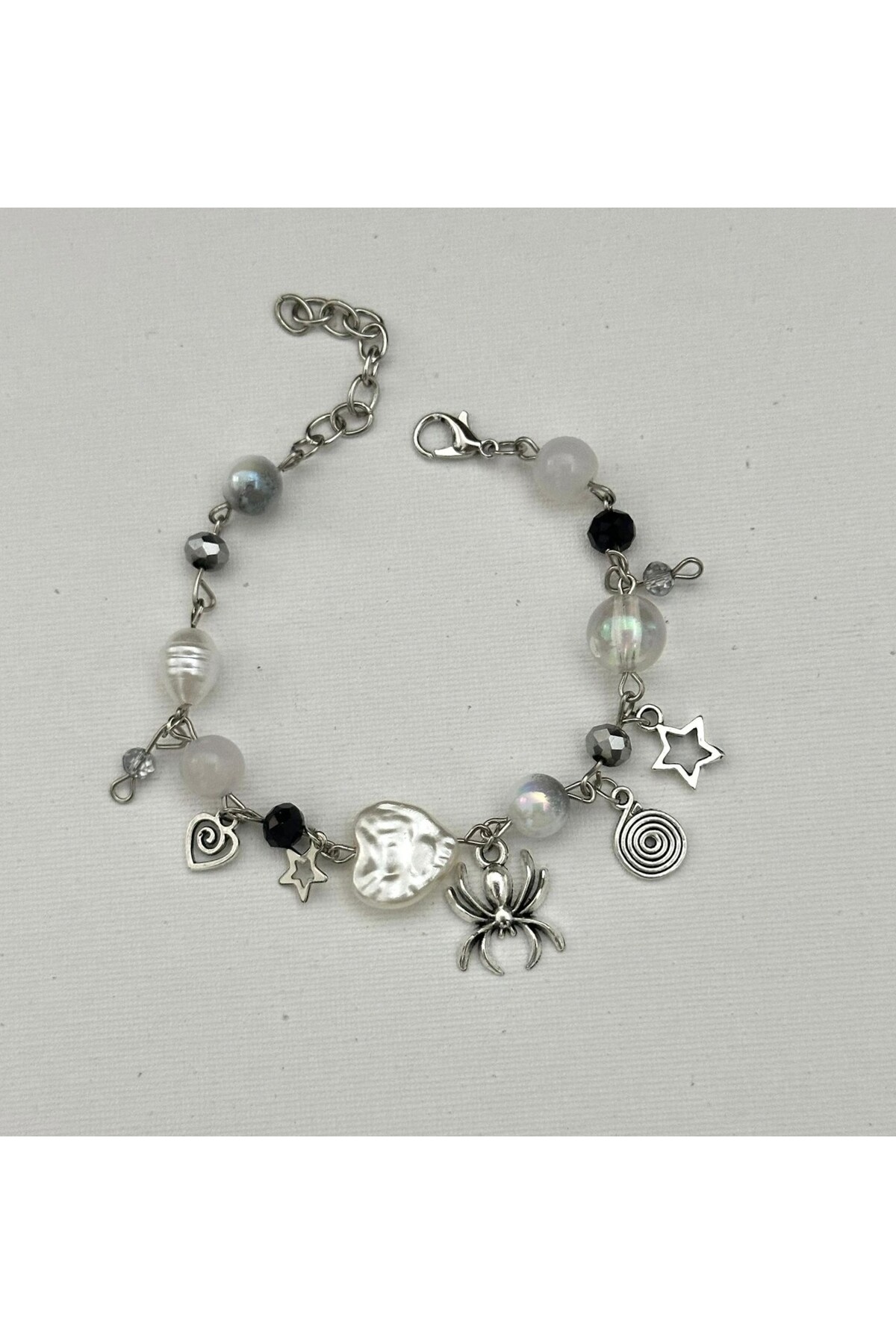sleyshop Coquette y2k Gotik Örümcek Sarmal Spiral Yıldız Boncuk Bileklik - Görsel 3