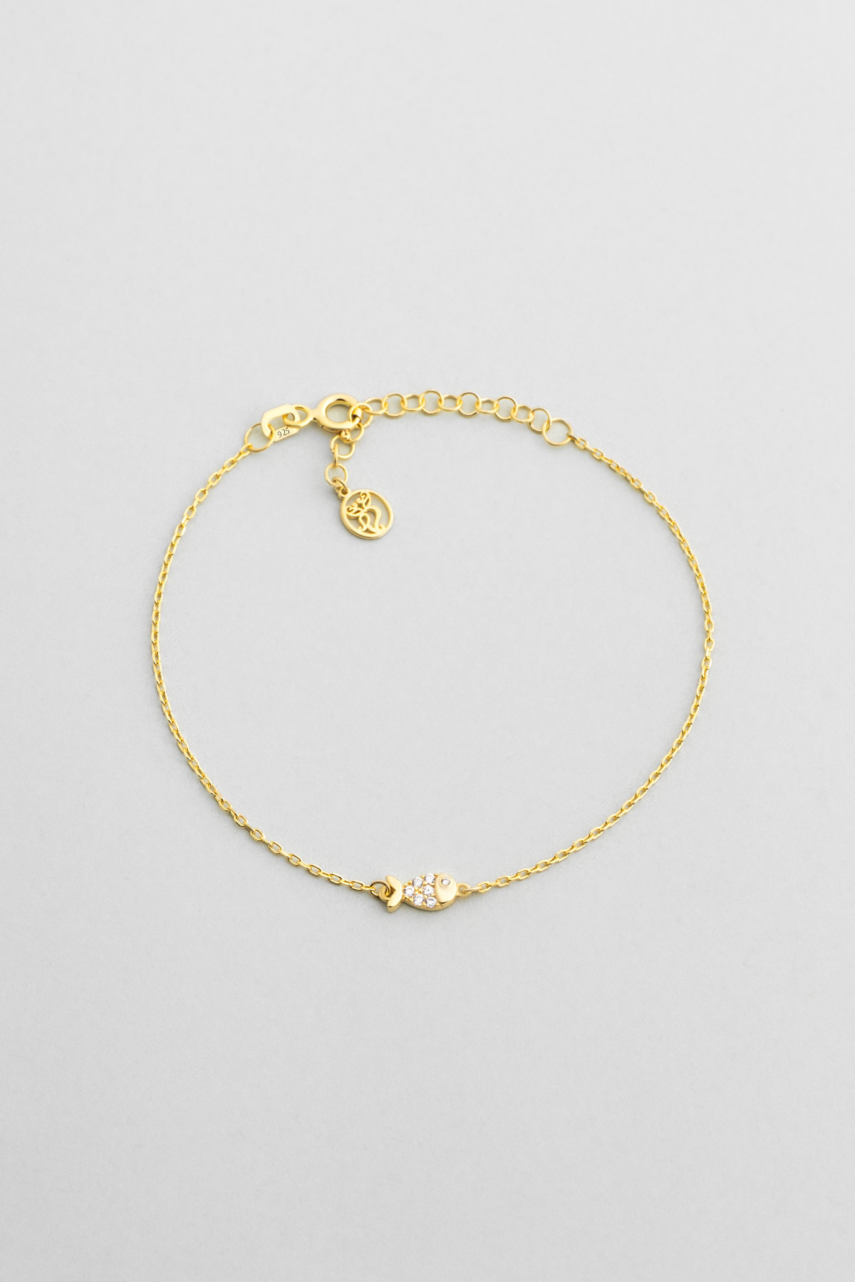 So CHIC... Little Fish 18 Ayar Sarı Altın Kaplama 19 Cm Gümüş Bileklik