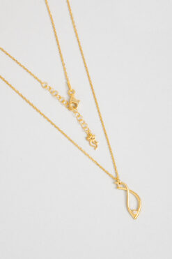 So CHIC... Mistik Balık 18 Ayar Sarı Altın Kaplama 45 Cm Gümüş Kolye