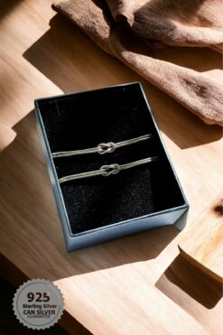 CAN SİLVER Unisex Düğüm Bileklik - 925 Ayar Gümüş Bileklik - 2ADET Çift Bilekliği - Aşk Düğümü Bileklik