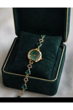 Spectrum Yeşil Renk Vintage Taş Desenli Kadın Kol Saati