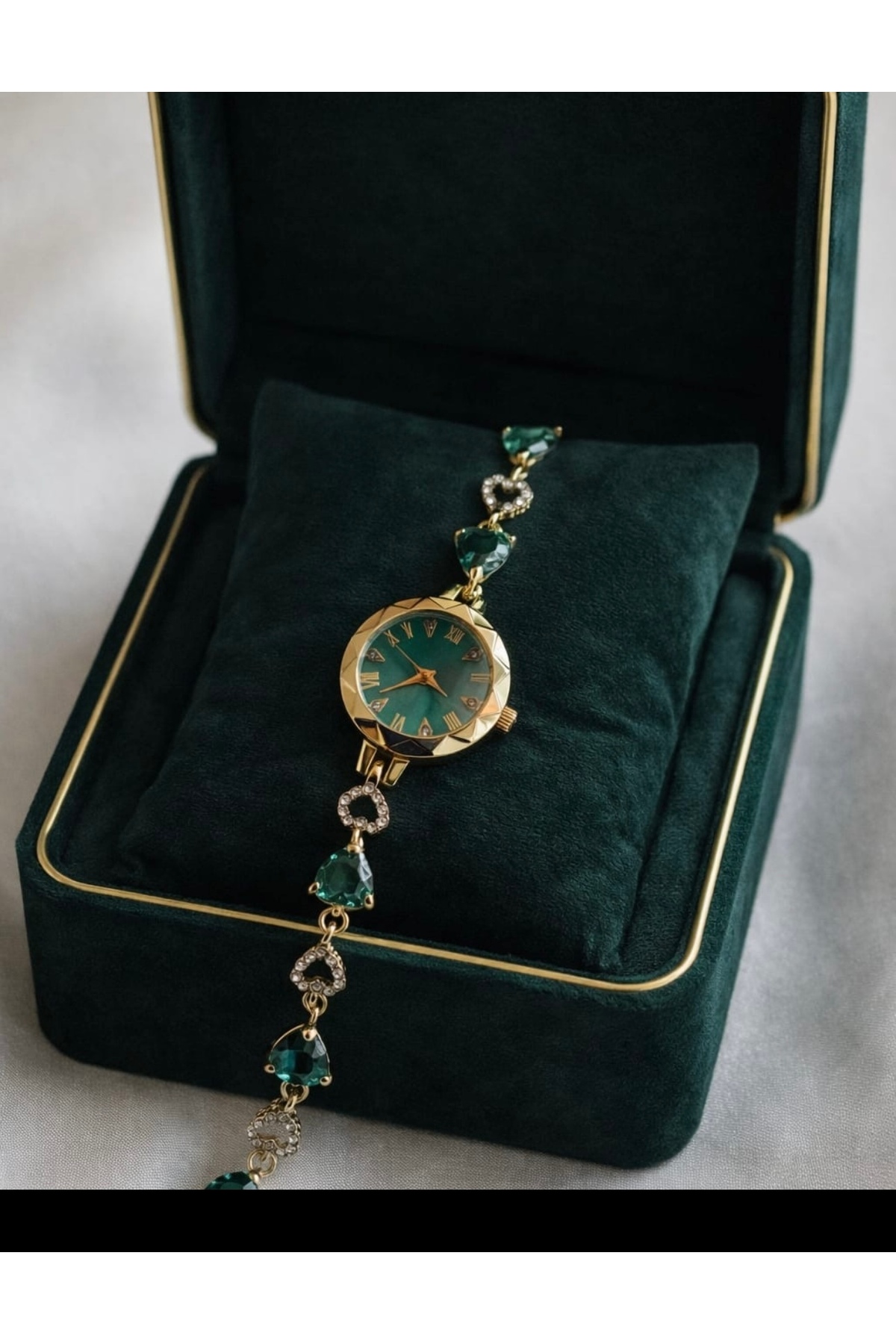 Spectrum Yeşil Renk Vintage Taş Desenli Kadın Kol Saati