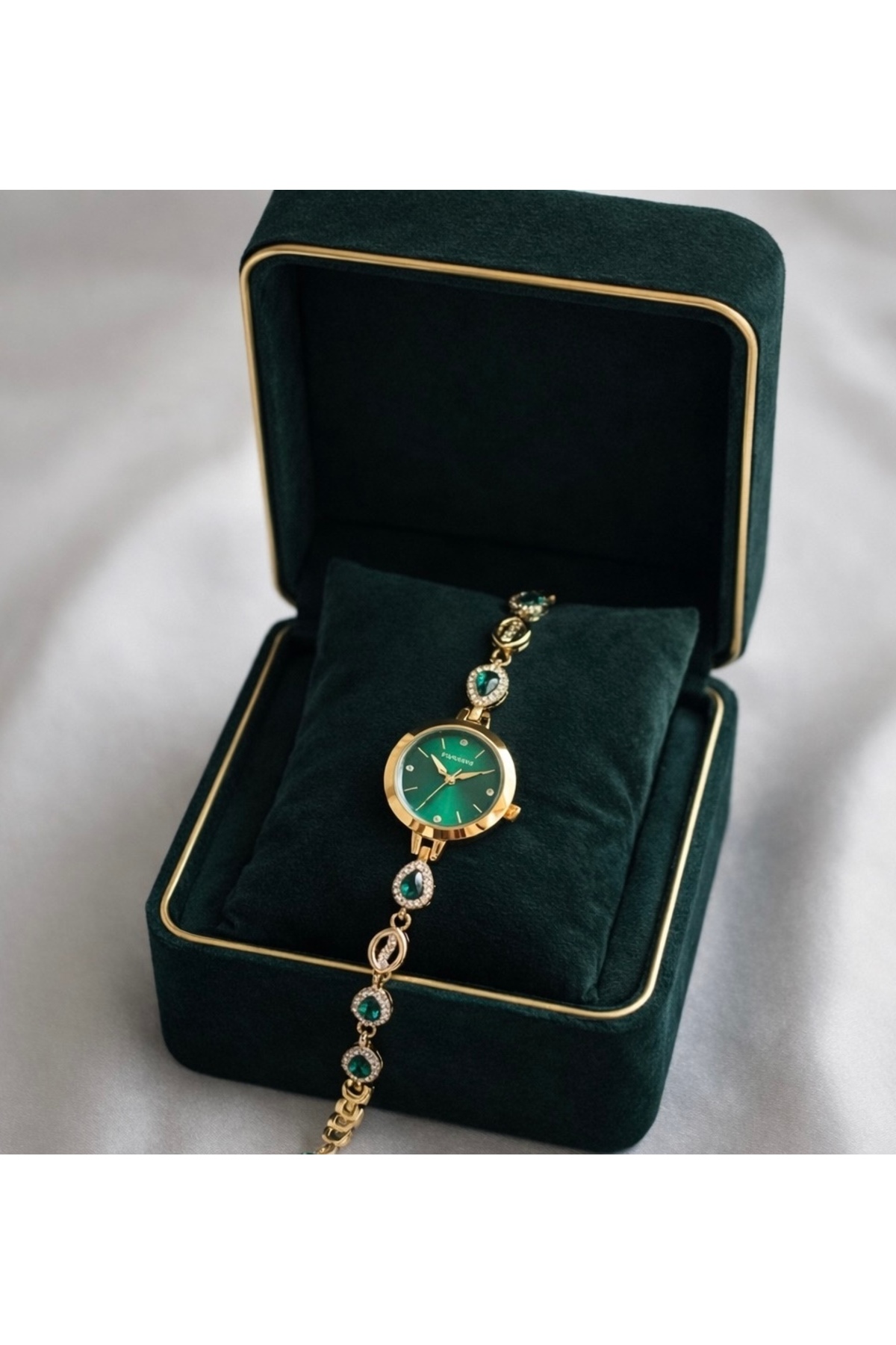 Spectrum Yeşil Renk Vintage Taş Desenli Kadın Kol Saati - Görsel 2