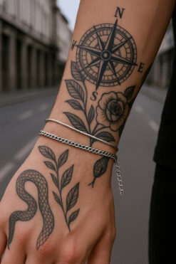 The Collection Unisex Kararmaz Ultra Ince İtalyan Silindir ve Gurmet Zincir Gümüş Çelik Bileklik