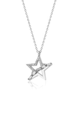 Zanaatsilver 925 Ayar Gümüş Zincirli Baget Taşlı Yükselen Yıldız Modeli Kolye