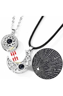 GLANZEND 2'li 100 Dilde Seni Seviyorum Mıknatıslı Ay Ve Güneş Sevgili Çift Kolyesi Sevgili Kolyesi