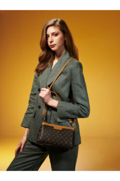 Pierre Cardin Premium Line Kahve Monogram Kadın Çapraz Omuz Çantası 05PO25Y10336