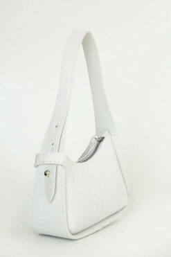 bag&more Beyaz Kadın Kroko Desenli Baget Çanta Omuz Çanta Kol Çanta Kadın Çanta