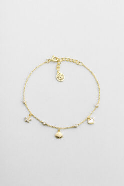 So CHIC... Yaz İkonları 18 Ayar Sarı Altın Kaplama 19 Cm Gümüş Bileklik