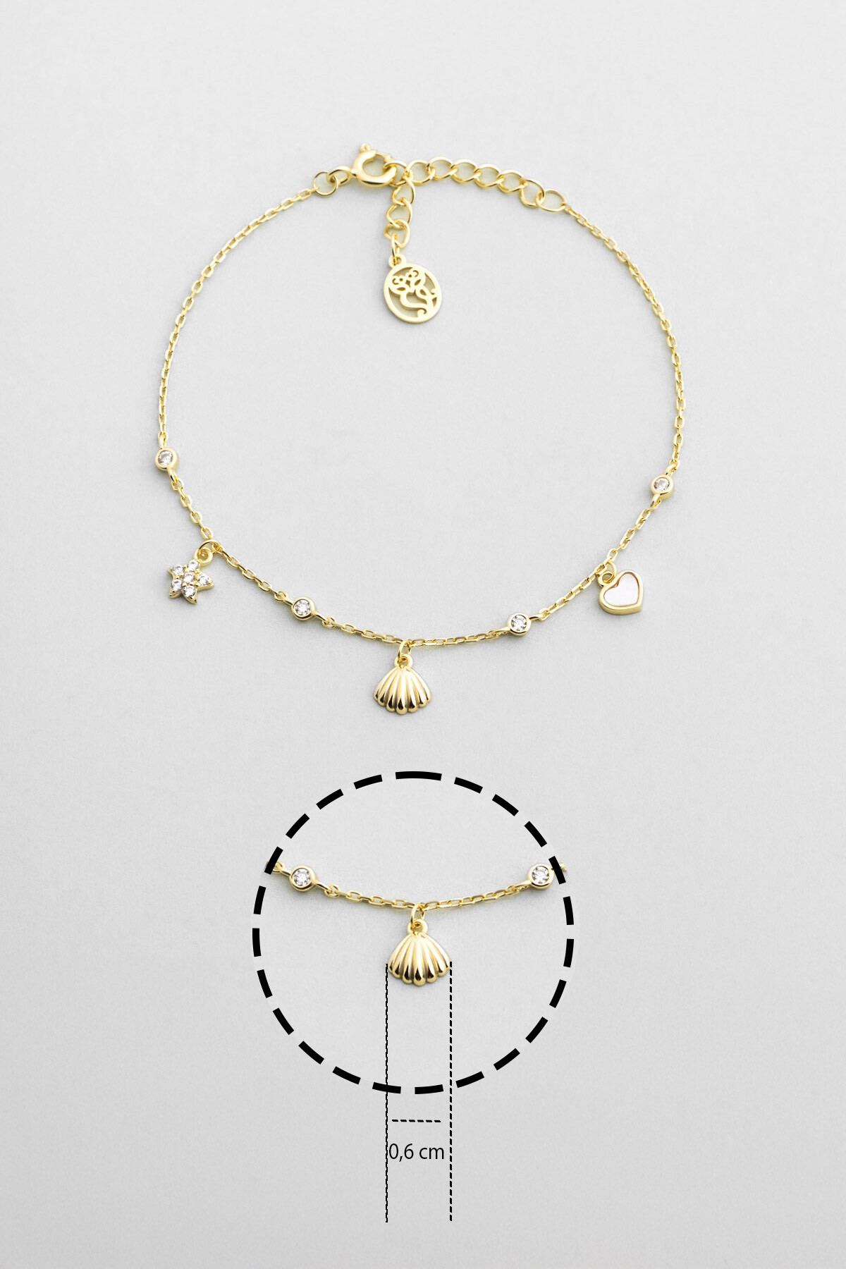 So CHIC... Yaz İkonları 18 Ayar Sarı Altın Kaplama 19 Cm Gümüş Bileklik - Görsel 3