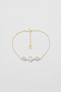 So CHIC... Baget Tasarım 18 Ayar Sarı Altın Kaplama 19 Cm Gümüş Bileklik