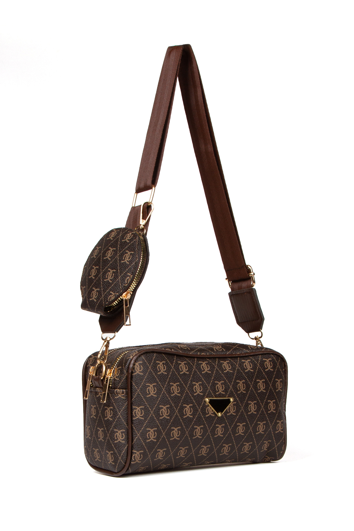 Adelina Bags Kadın Desenli Omuz Çantası Cüzdan Detaylı