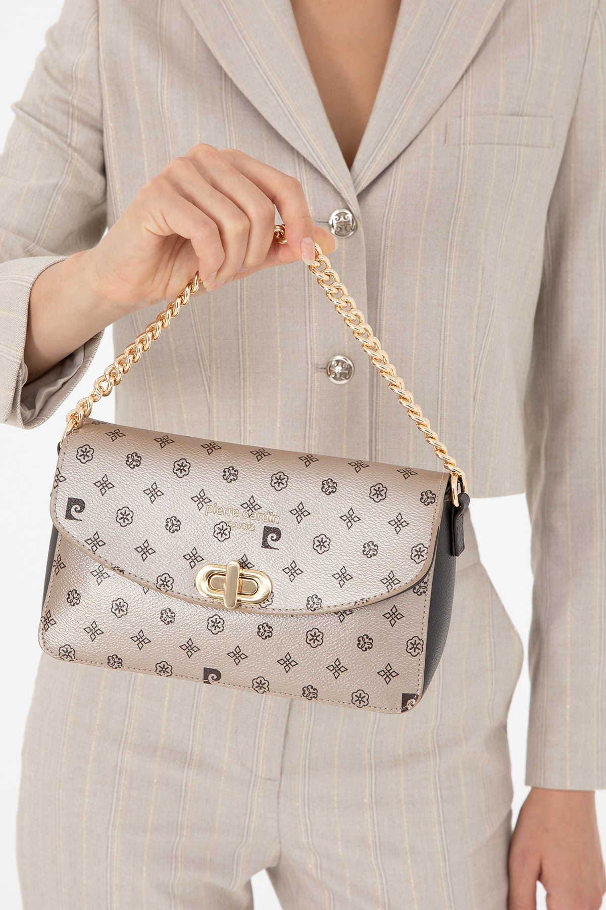 Pierre Cardin Altın Monogram Kadın Omuz Çantası 05PC24K24107 - Görsel 2