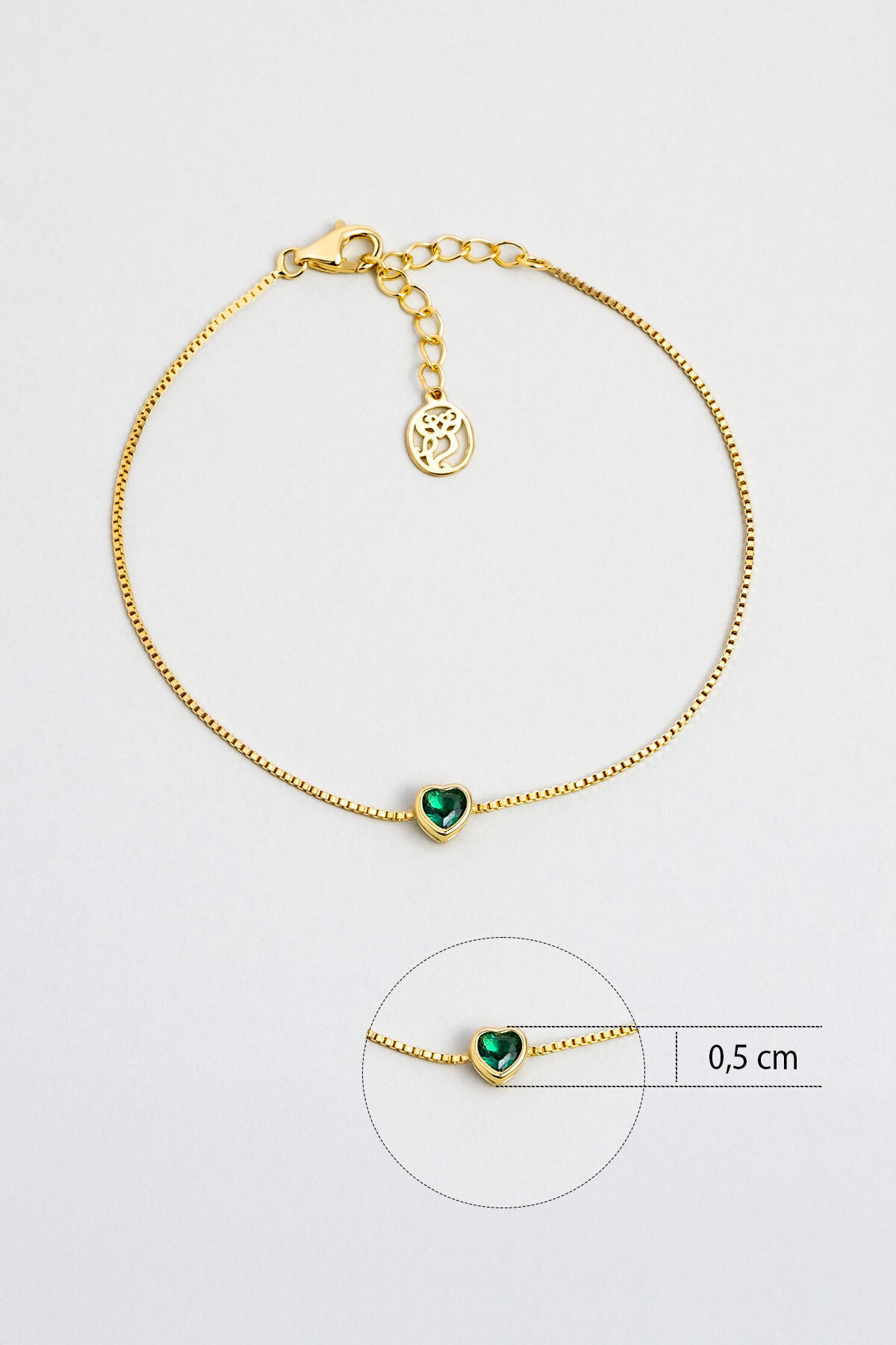 So CHIC... Romantik Aşk 18 Ayar Sarı Altın Kaplama 19 Cm Gümüş Kalp Bileklik - Görsel 3