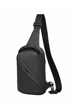 D'VERS Su Geçirmez Siyah Deri Çapraz Askılı Bel ve Omuz Çantası