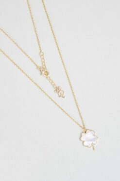 So CHIC... Dört Yapraklı Yonca 18 Ayar Sarı Altın Kaplama 45 Cm Gümüş Şans Kolye