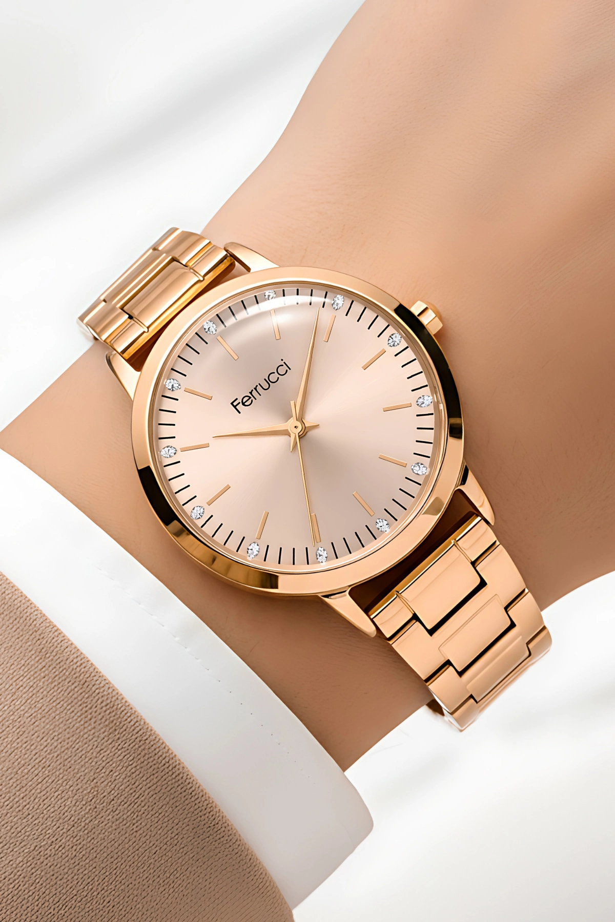 Ferrucci FC.13070M Çelik Kordon Çelik Kasa Kadın Kol Saati, Bileklik Hediye Rose zmfer201 - Görsel 3