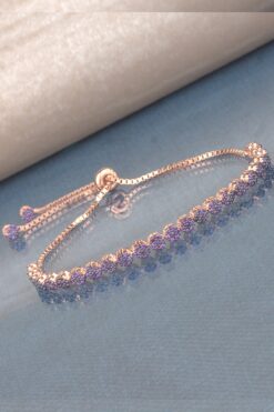 LINTERNA 925 Ayar Gümüş Ametist Taşlı Papatya Asansörlü Bileklik