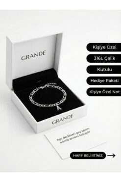 GLANZEND Sevgililer gününe Harfli Çelik Bileklik , Baş Harfli Bileklik ,sevgili , Çift , Arkadaş , Eşe Hediye