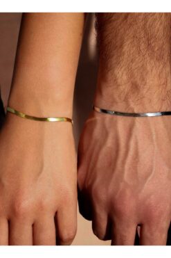 The Collection Unisex Kararmaz Çelik 2'li Yassı İtalyan Arkadaşlık Sevgili Çift Bilekliği