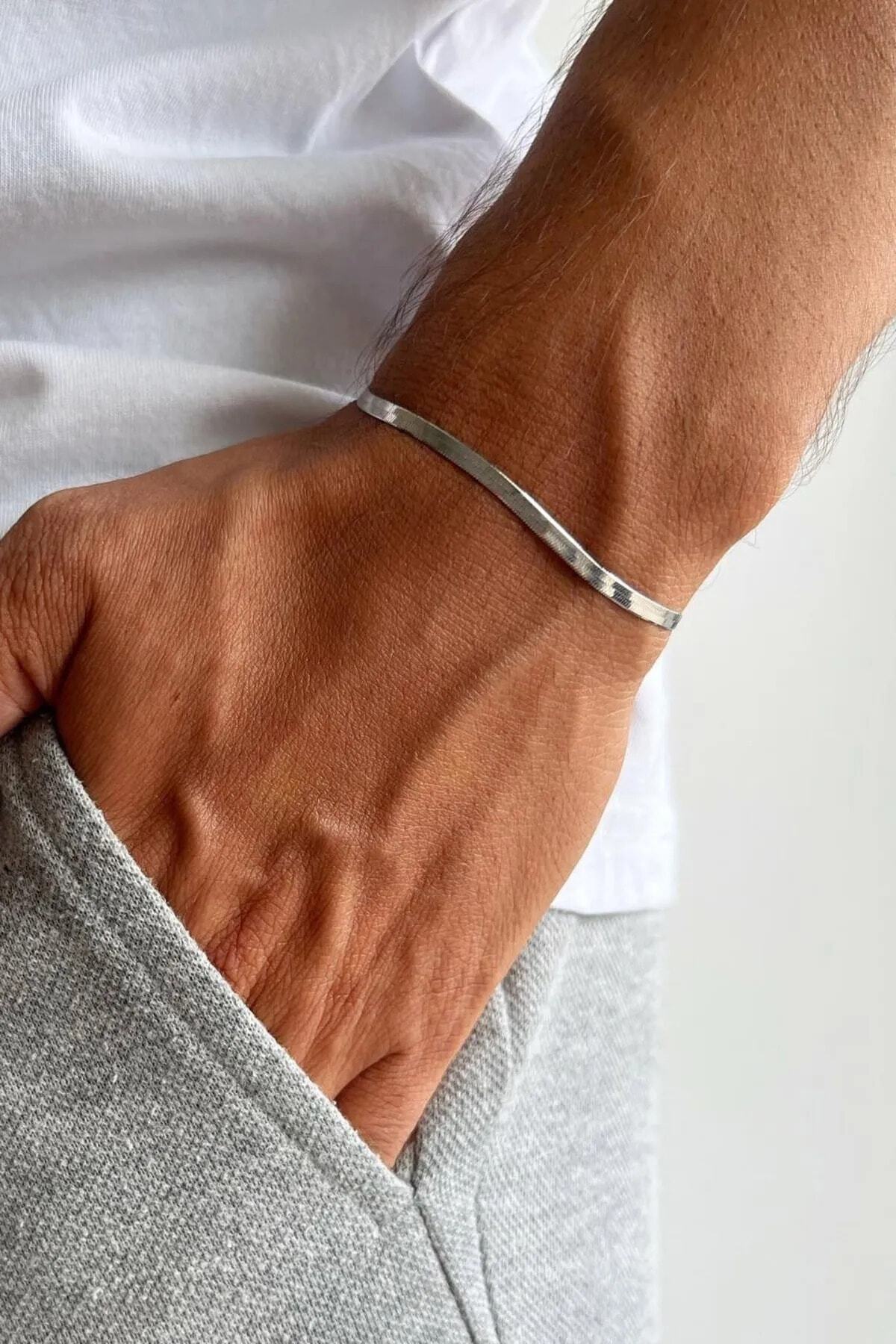 The Collection Unisex Kararmaz Çelik 2'li Yassı İtalyan Arkadaşlık Sevgili Çift Bilekliği - Görsel 2