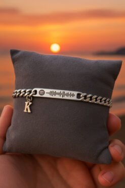 Takı Dükkanı Spotify Kodlu Baş Harfli Unisex Çelik Bileklik Sevgiliye Arkadaşa Hediye scb71