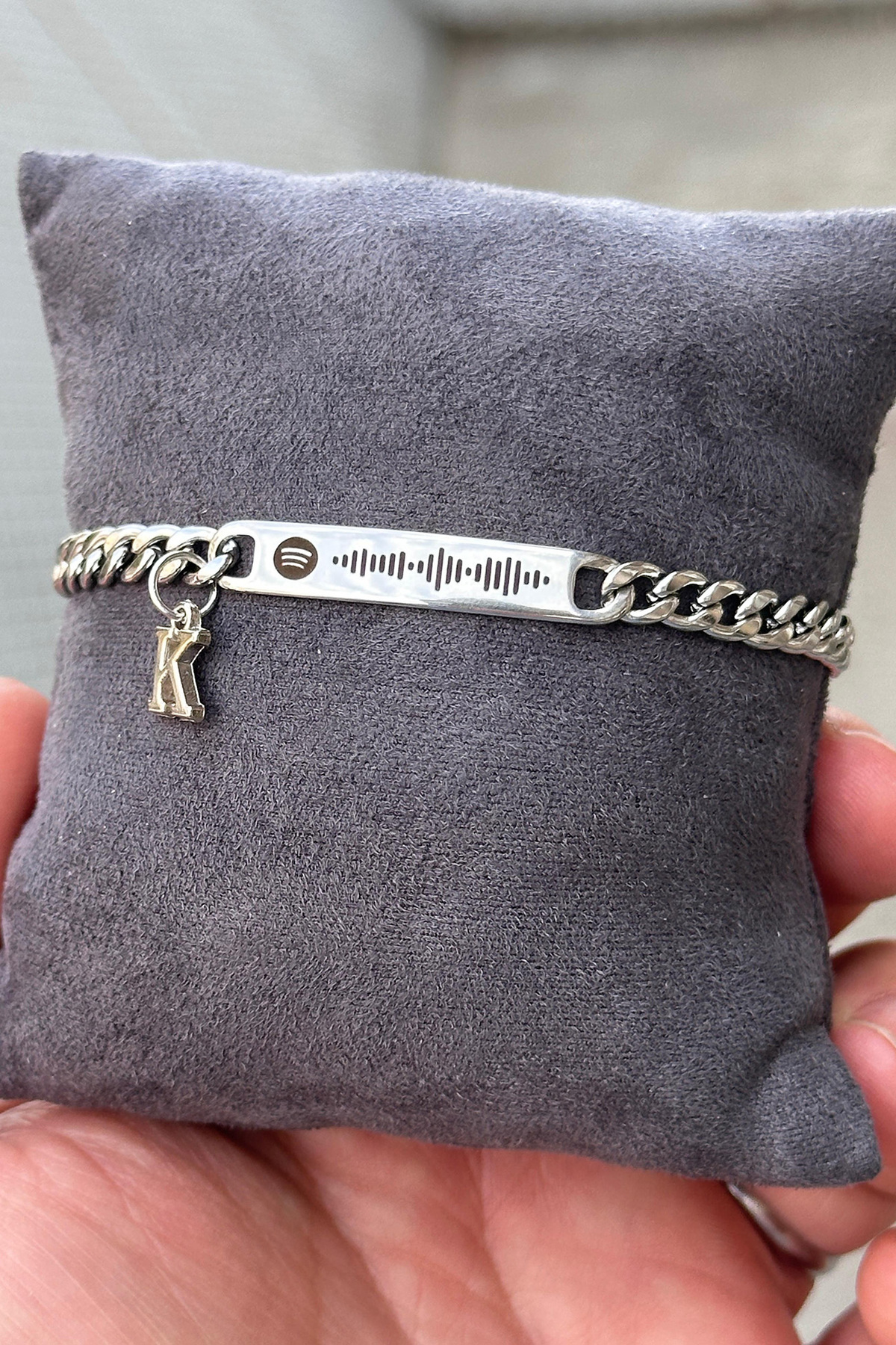 Takı Dükkanı Spotify Kodlu Baş Harfli Unisex Çelik Bileklik Sevgiliye Arkadaşa Hediye scb71 - Görsel 3