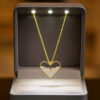 KAR DİAMOND 925 Ayar Gümüş Altın Kaplama Zirkon Taşlı Kalp Zirve Kolye - Sertifikalı Özel Işıklı Hediye Kutulu