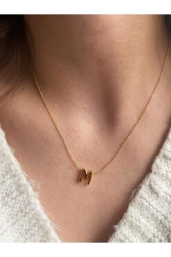 KARACA DESİGN Harfli Kolye Gold Zincir