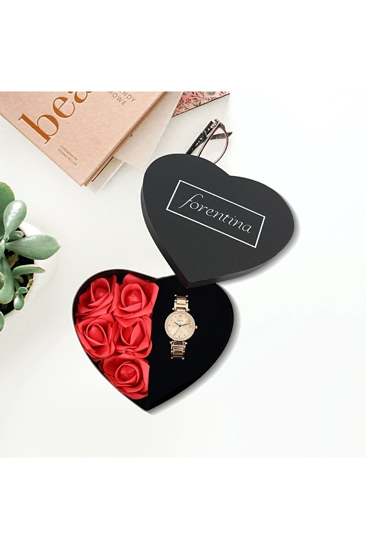 Forentina Kadın Kırmızı Yapay Güllü Kutuda Rose Metal Kol Saati - Ps174300tr - Görsel 2