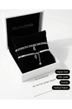GLANZEND Harfli Figaro Çelik bileklik & İtalyan bileklik Seti Sevgililer gününe özel