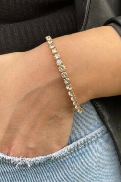 KOBA Kadın Altın Kaplama Üzeri Su Yolu Zirkon Taşlı Bileklik