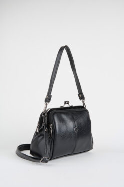 Vivaq Kadın Siyah Kelebek 4 Bölmeli Astarlı Burslu Ve Fermuar Kapama El Kol Ve Omuz Çantası