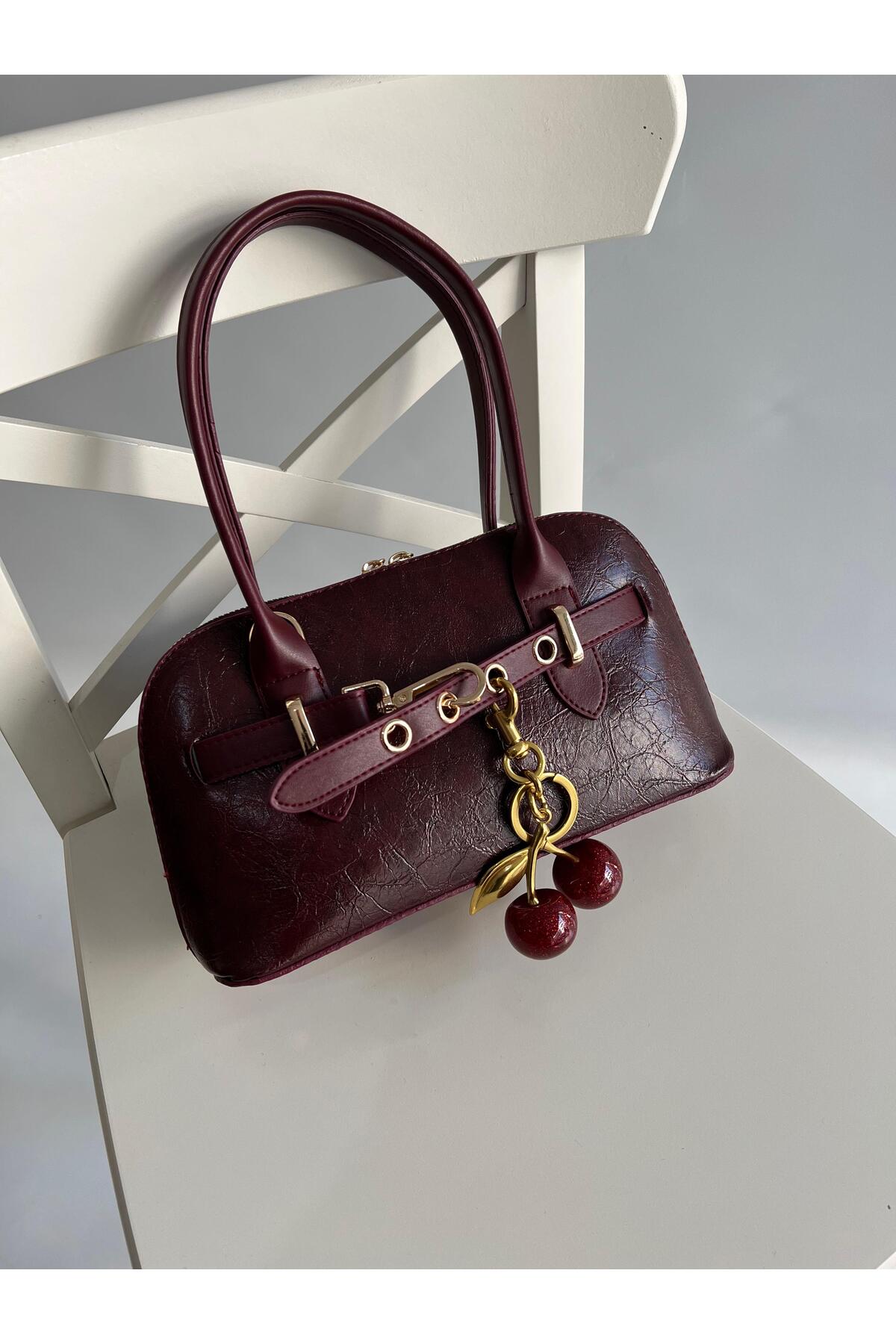 Mia Collection Carlos Model El Ve Kadın Omuz Çantası Bordo ( Charm Dahil Değildir )