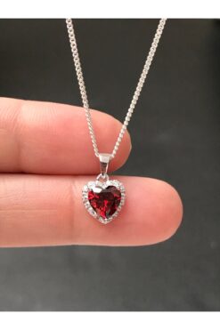 RM Bijuteri Gümüş Zirkon Taşlı Kalp Model Çelik Kolye