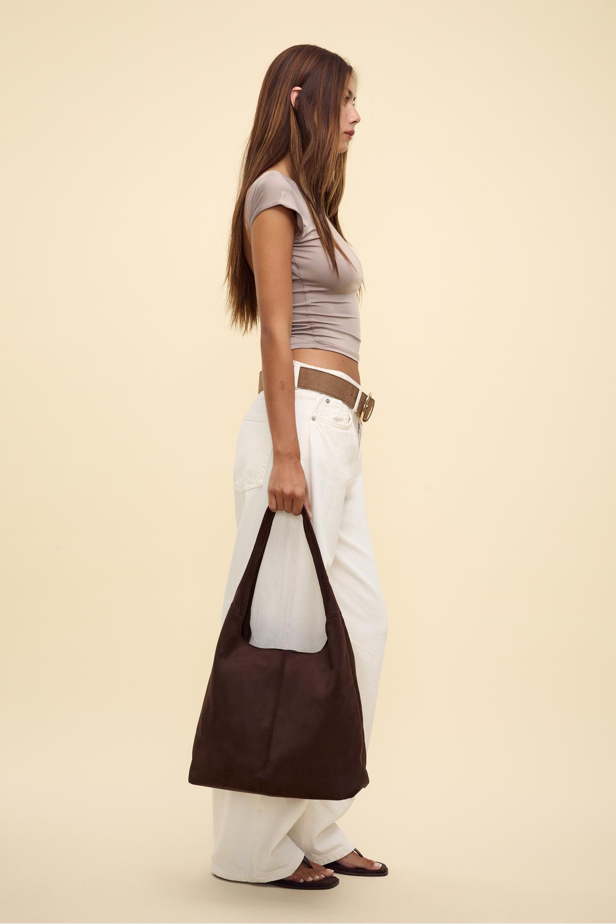 Stradivarius Suni süet omuz çantası - Görsel 2