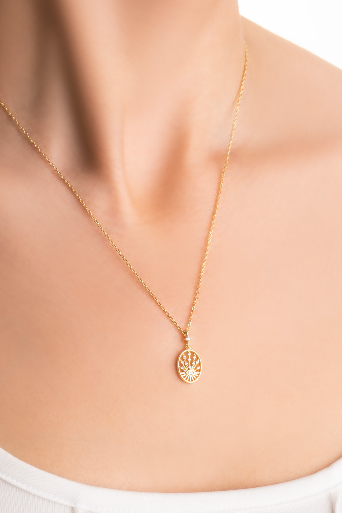 So CHIC... Hitit Tanrıçası 18 Ayar Sarı Altın Kaplama 45 Cm Gümüş Minimal Kolye - Görsel 2