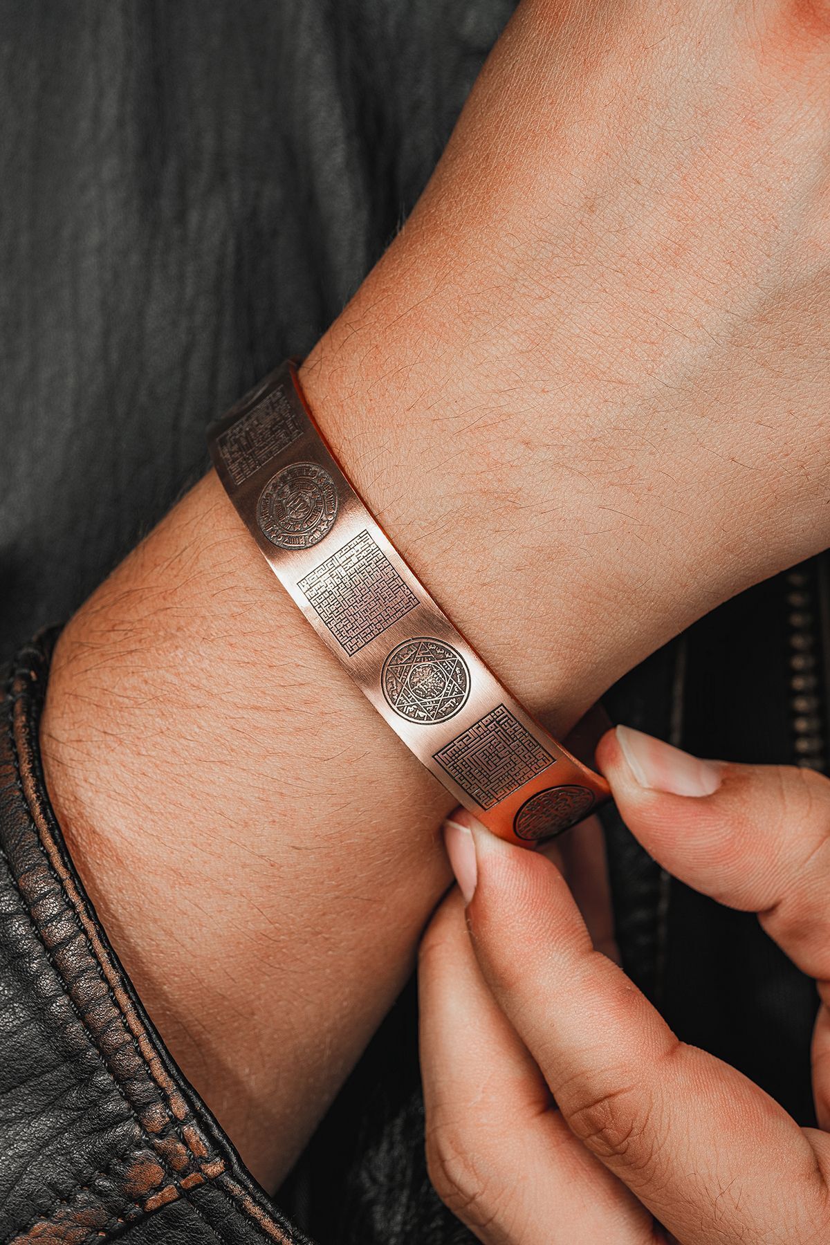 OSMANLI GÜMÜŞ Bakır Bileklik Silinmez Zırh Koruma Dualı Celcelutiye Metal Kutu Kuvars Taş Kadın Erkek Bilezik - Görsel 3