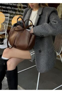 Rivina Mıknatıs Kapaklı Cüzdan Detaylı Kadın El Kol Ve Omuz Çantası Kahverengi Üniversite