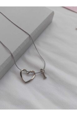 bijoux uniques Kalpli İ Harfli Çelik Kolye