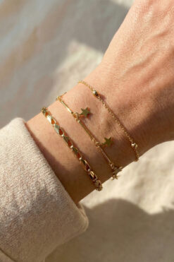 Alexis Carrel 3'lü Kadın Yıldız Bileklik Seti – Gold Renk Dorika Boncuklu Kombin Takı / Kombin Bileklik Takım