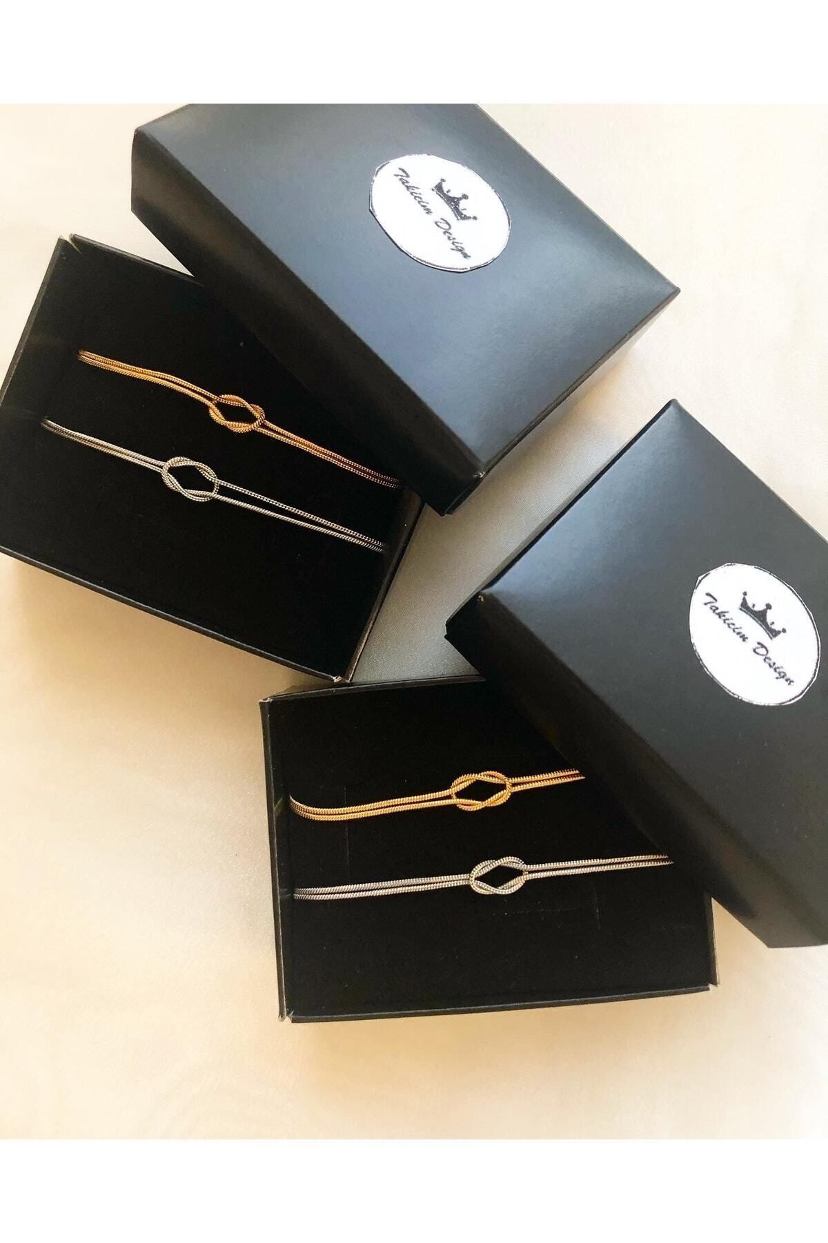 Takıcım Düğüm Gold&gümüş Çift Bileklik - Görsel 3