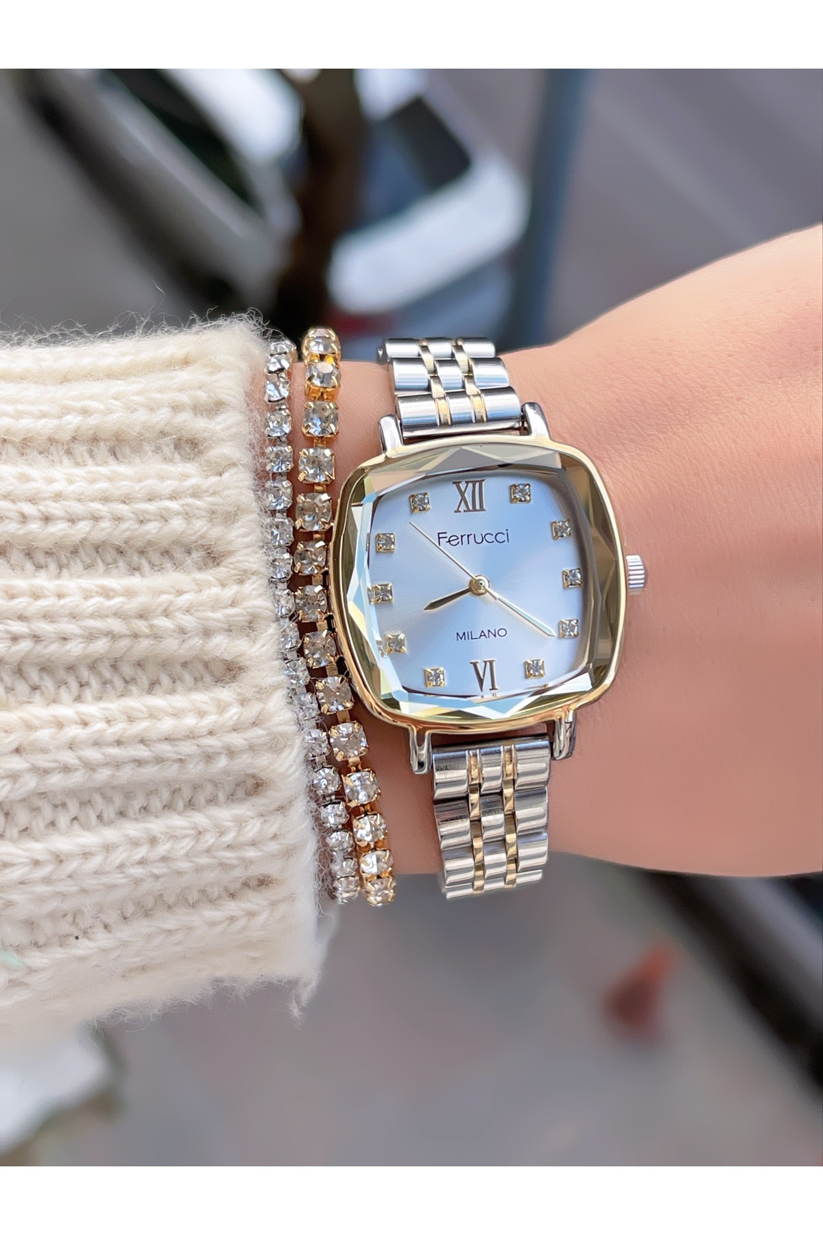 Ferrucci ÇELİK KORDON KESME CAM KADIN KOL SAATİ 3 ATM SU GEÇİRMEZ 2 YIL GARANTİLİ - Görsel 3