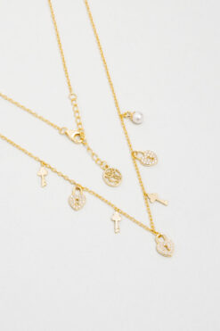 So CHIC... Aşk Kilidi 18 Ayar Sarı Altın Kaplama 45 Cm Gümüş Kolye