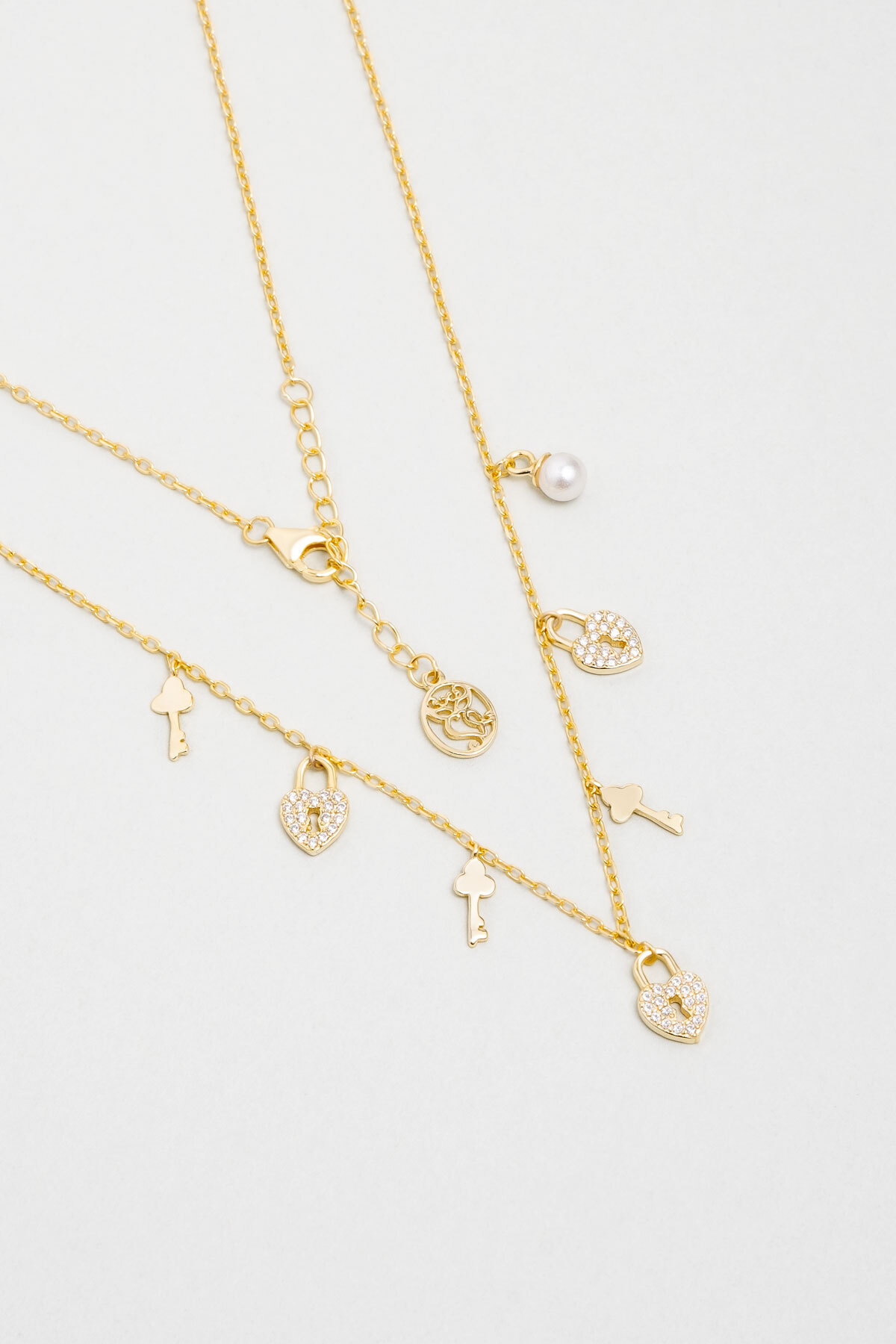 So CHIC... Aşk Kilidi 18 Ayar Sarı Altın Kaplama 45 Cm Gümüş Kolye