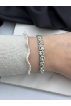 Lumiera Gümüş Baget Zirkon Taşlı Su Yolu Çelik Bileklik