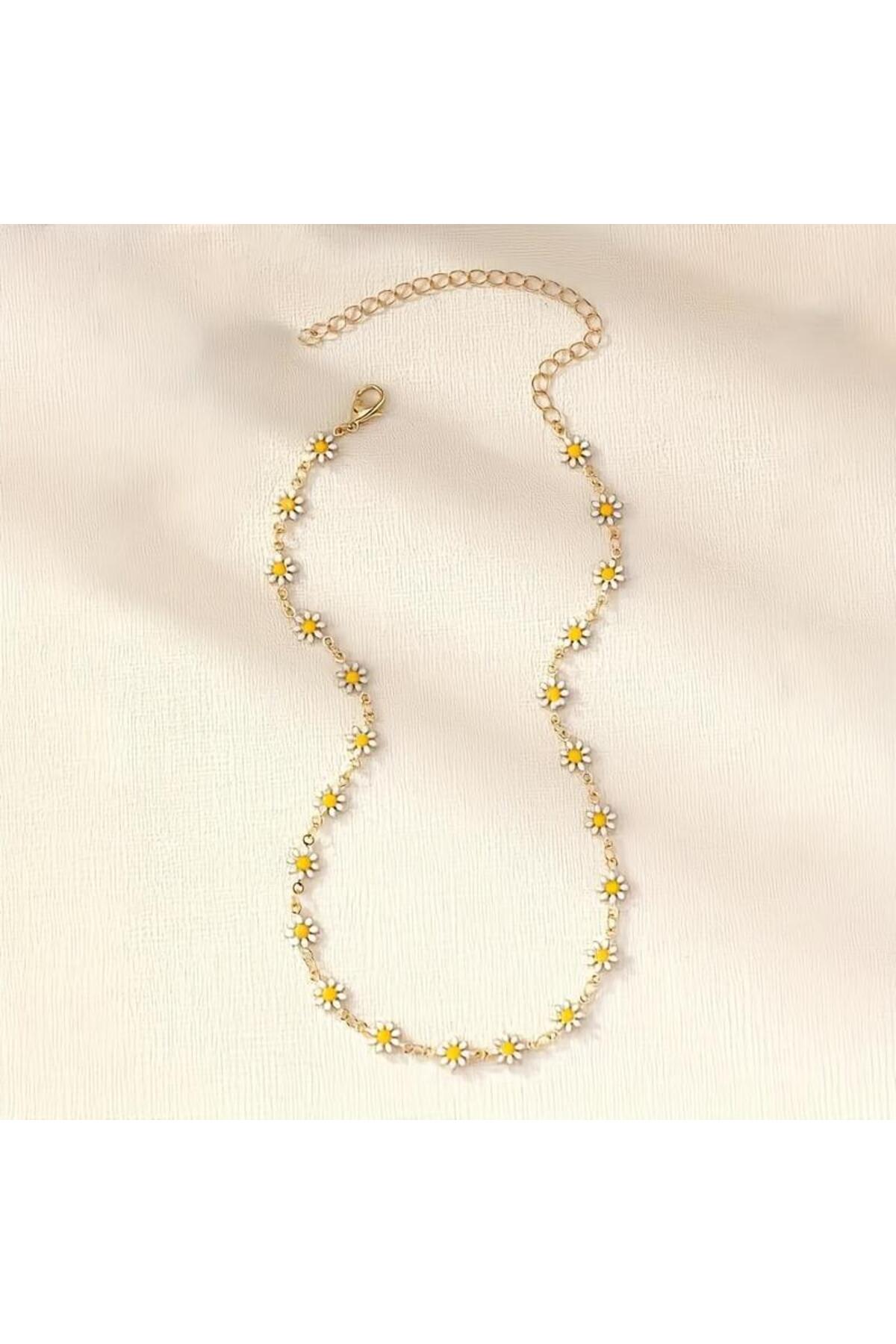 MutluBiDünya Vintage Papatya Choker Kolye - Görsel 2